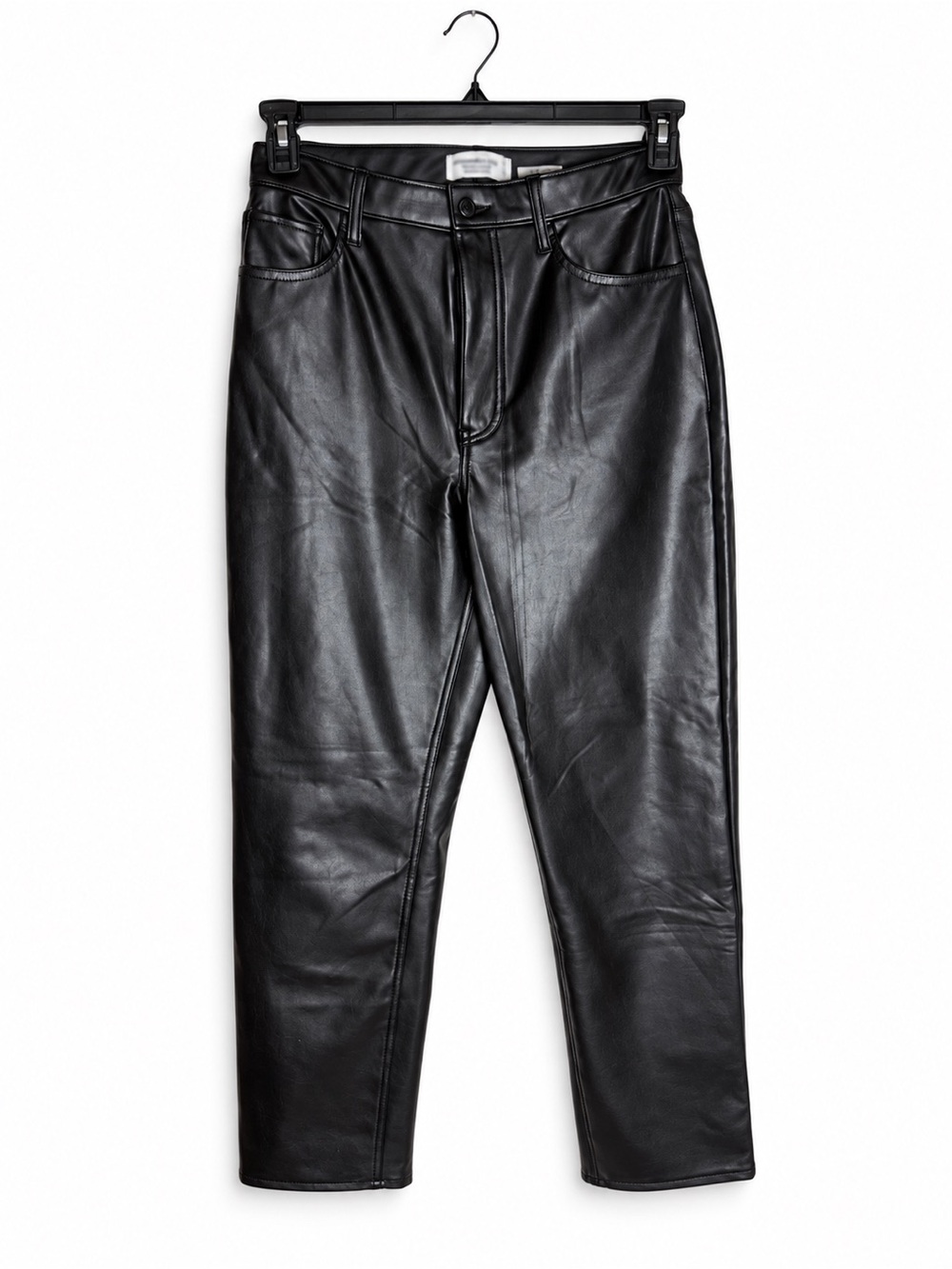 Abercrombie & Fitch Black Vegan Leather Ankle Straight Ultra High Rise Pants 29
